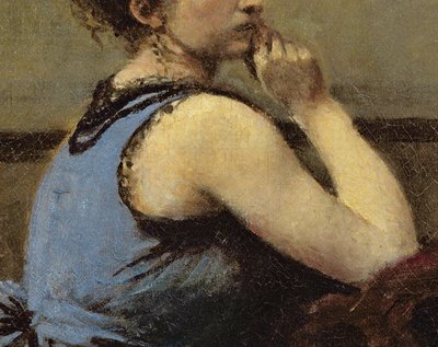 Kvinnan i blått, 1874 (detalj av 82880) av Jean Baptiste Camille Corot